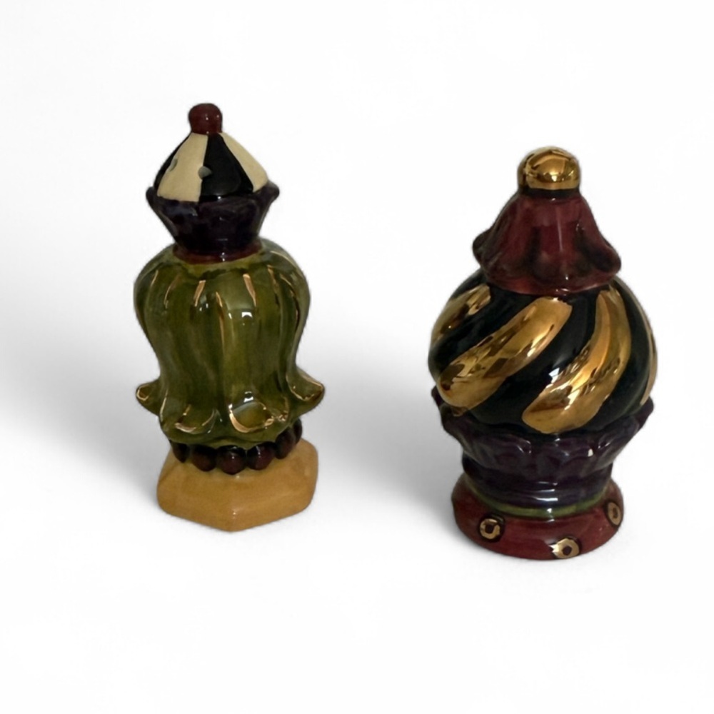 Vintage Joyce Shelton Harlequin Salt & Pepper Shakers Circus Style Set